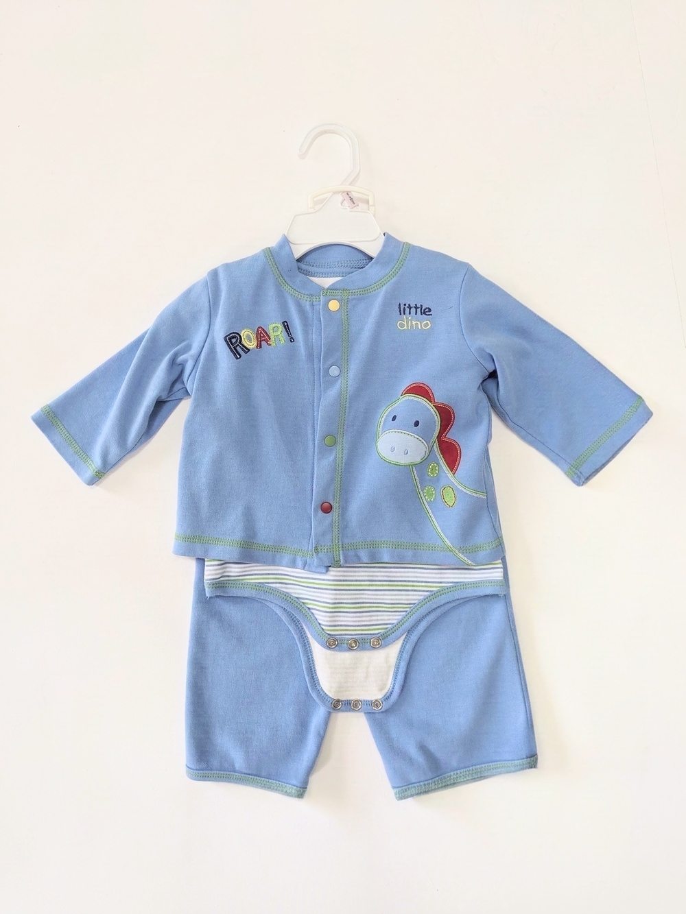 Okie Dokie Little Dino Blue Baby 3Pc Set